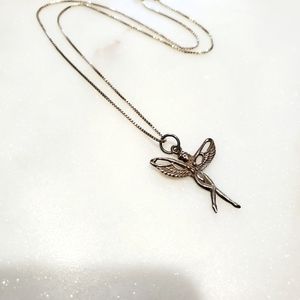 Y2K 925 Solid Sterling Silver Fairy Pendant Sterling Box Chain Women's Jewelry